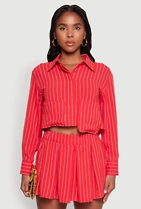 Airy Cropped Striped Shirt