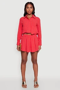 Airy Striped Mini Pleated Skirt