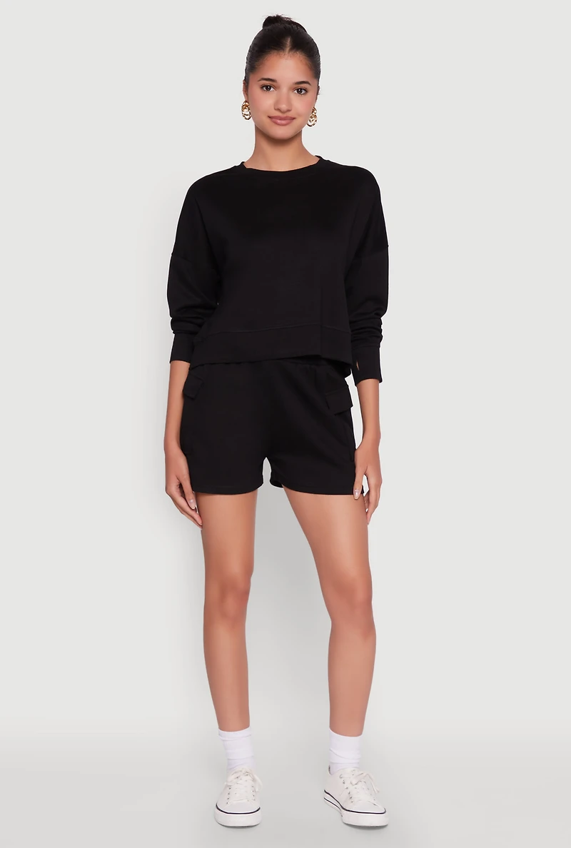 Womens Stylish Long Sleeve Soft Knit Sweatshirt with Thumb Holes,
