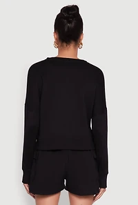 Womens Stylish Long Sleeve Soft Knit Sweatshirt with Thumb Holes,