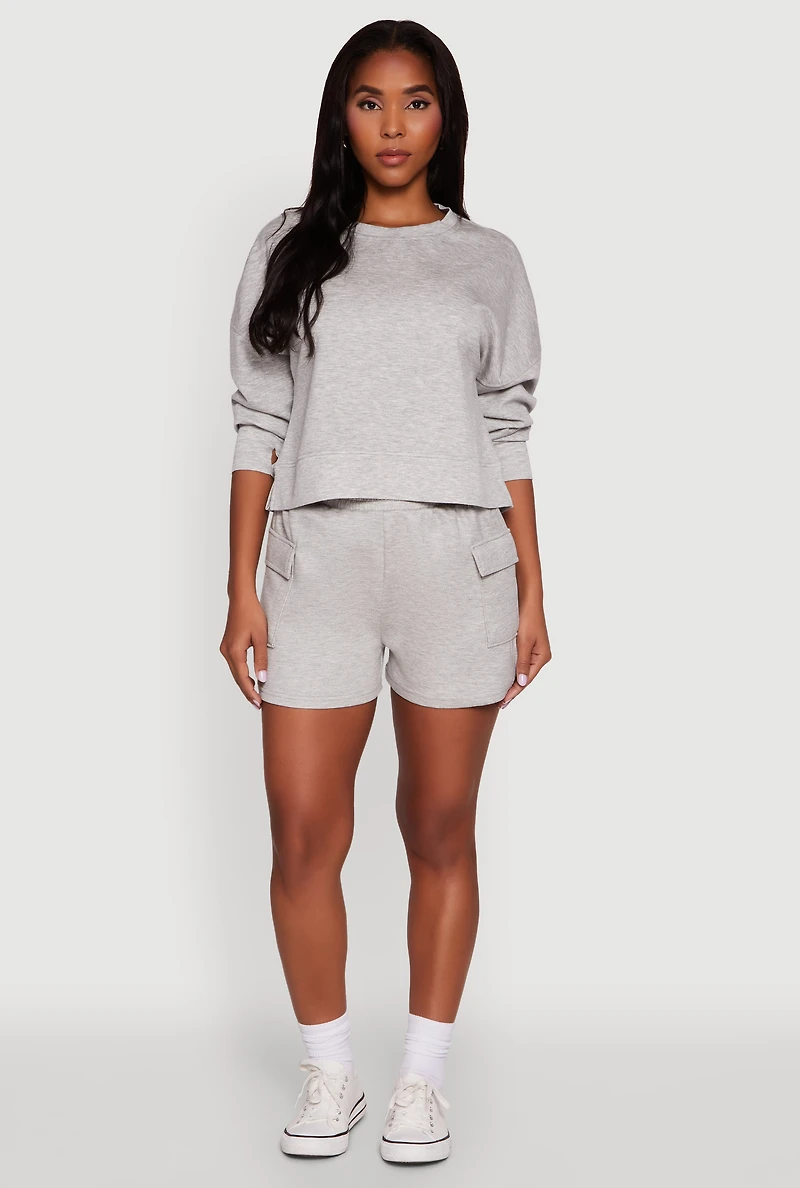 Stylish Long Sleeve Soft Knit Sweatshirt with Thumb Holes