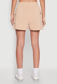 Womens Trendy Soft Knit Pull On Cargo Shorts, Khaki, Size M