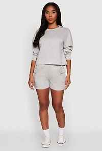 Womens Trendy Soft Knit Pull On Cargo Shorts, Grey, Size XL