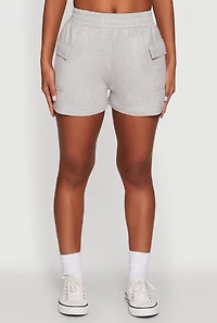 Womens Trendy Soft Knit Pull On Cargo Shorts, Grey, Size XL