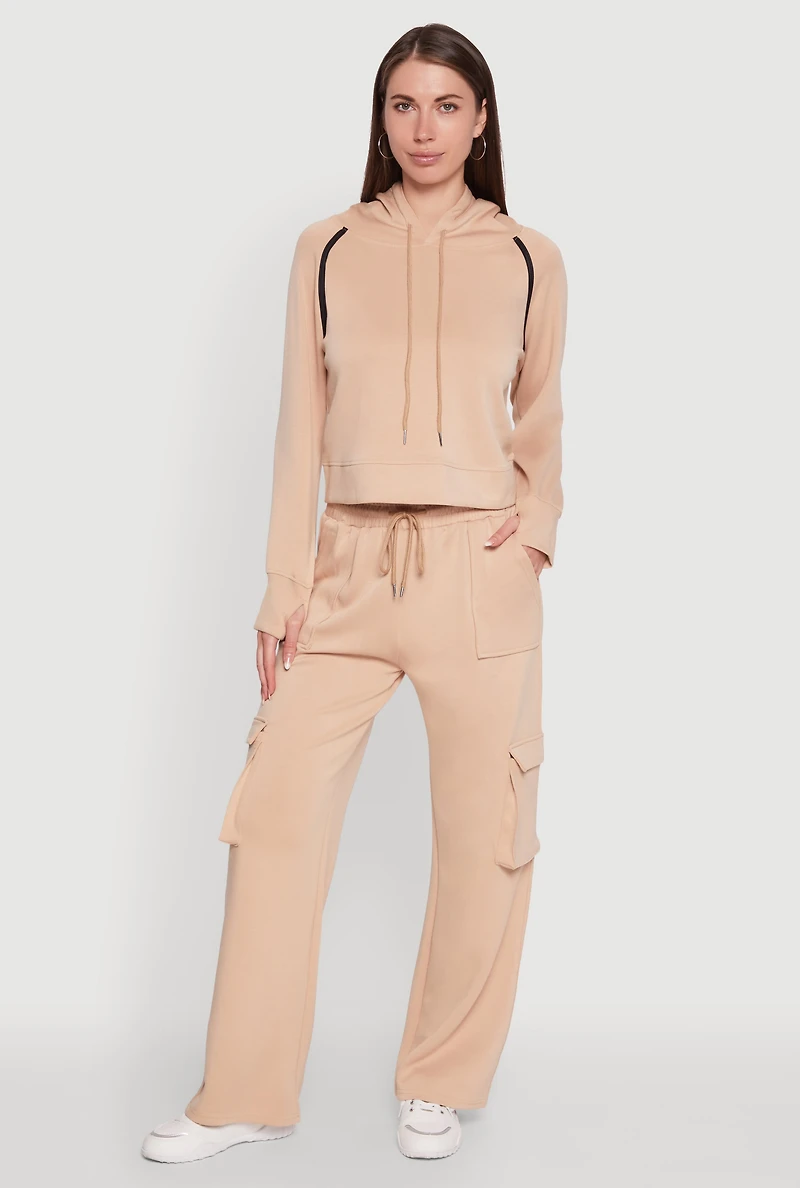 Womens Trendy Classic Fit Hoodie with Contrast Trim,