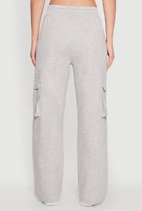 Womens Mid Rise Drawstring Casual Wide Leg Cargo Pants, Grey, Size L