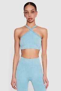Mineral Wash Seamless Ribbed Caged Back Sports Bra