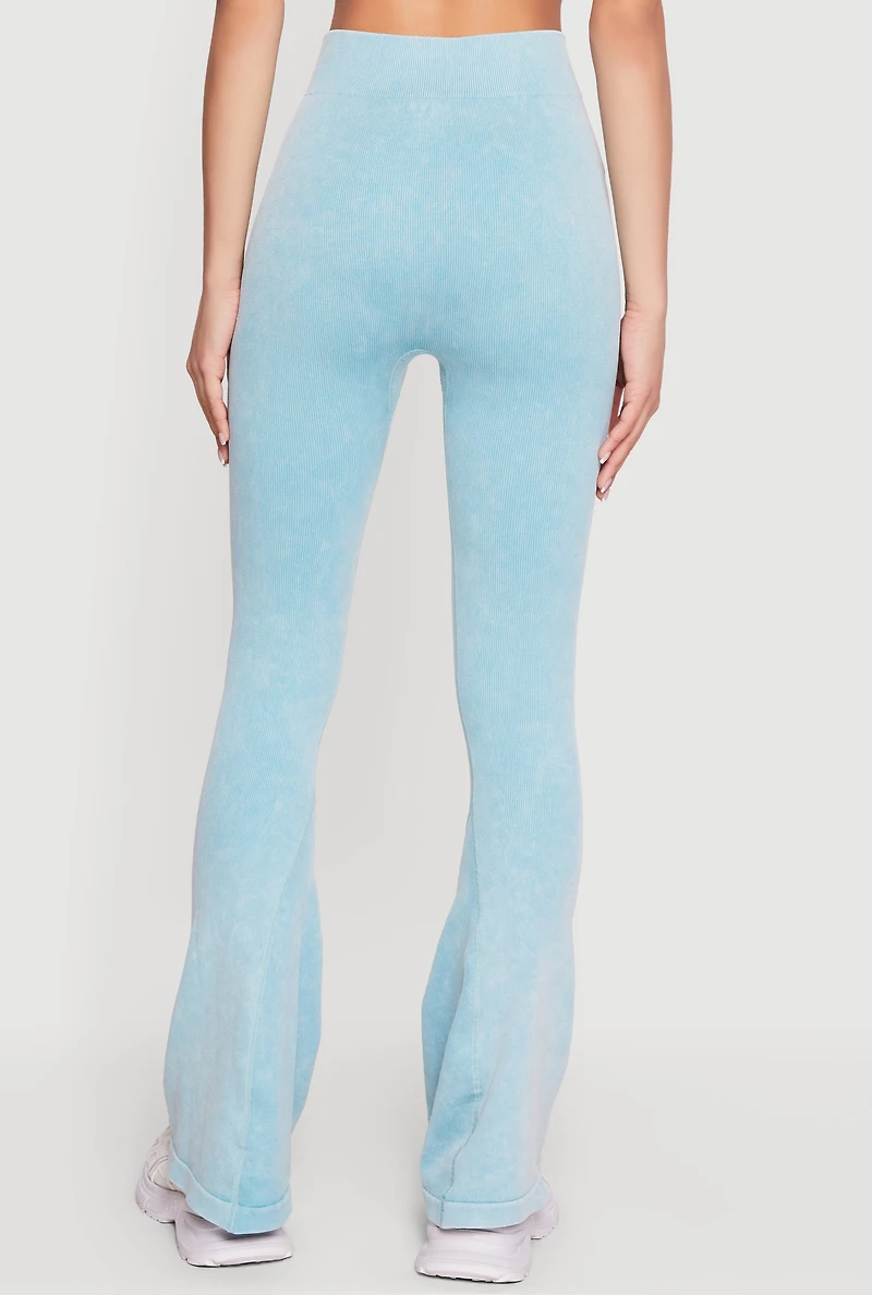 Mineral Wash Seamless Ribbed High Waisted Flare Leggings