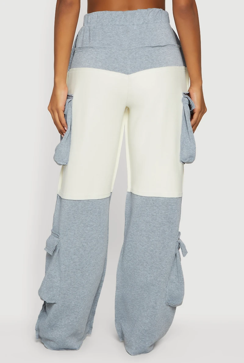 Color Block Wide Leg Utility Sweatpants