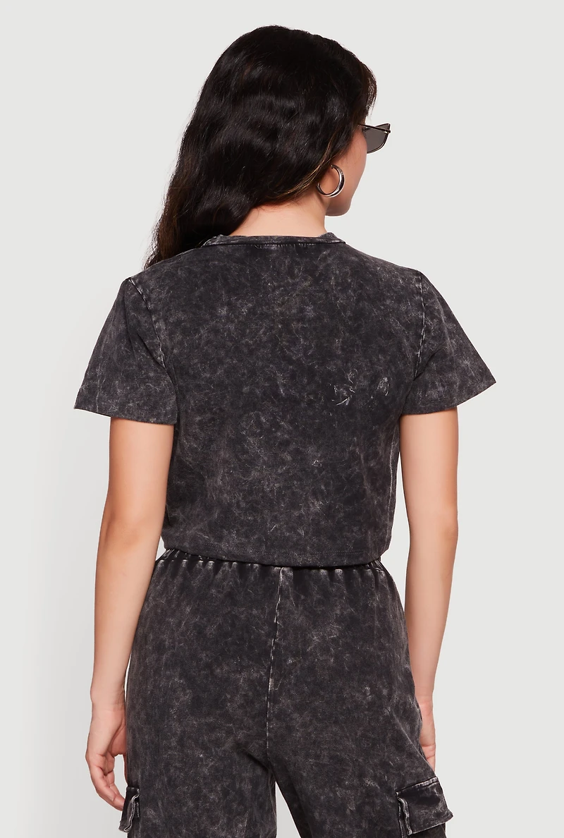 Acid Wash Money Dept Graphic Crop Top