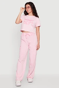 Acid Wash Money Dept Graphic Crop Top