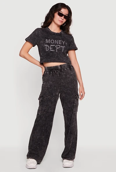 Acid Wash Cargo Pocket Pants