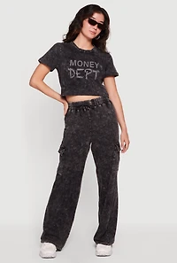 Acid Wash Cargo Pocket Pants