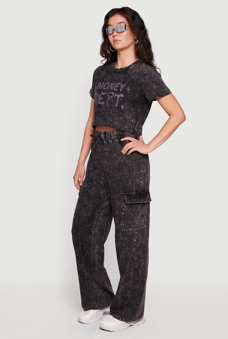 Acid Wash Cargo Pocket Pants