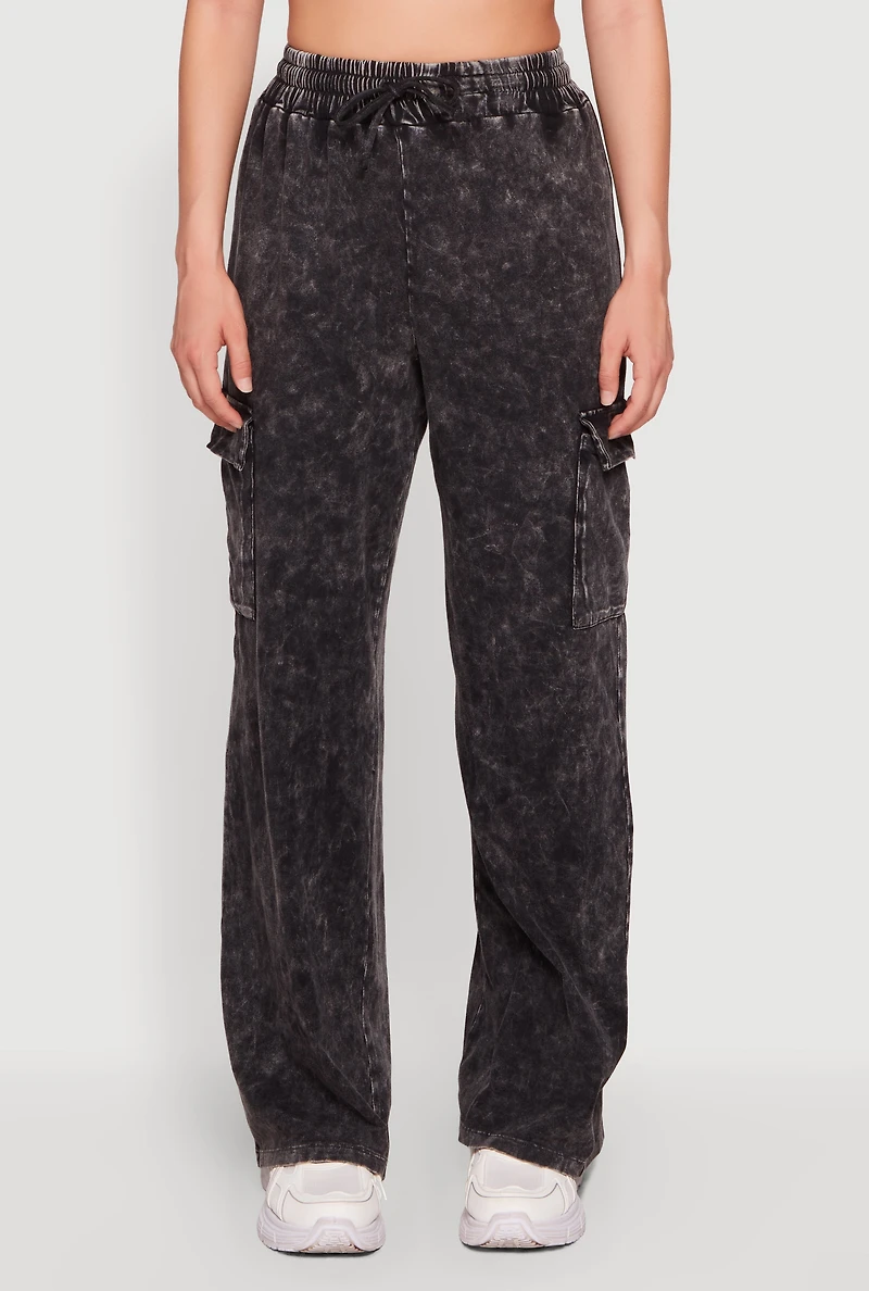 Acid Wash Cargo Pocket Pants