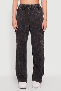 Acid Wash Cargo Pocket Pants