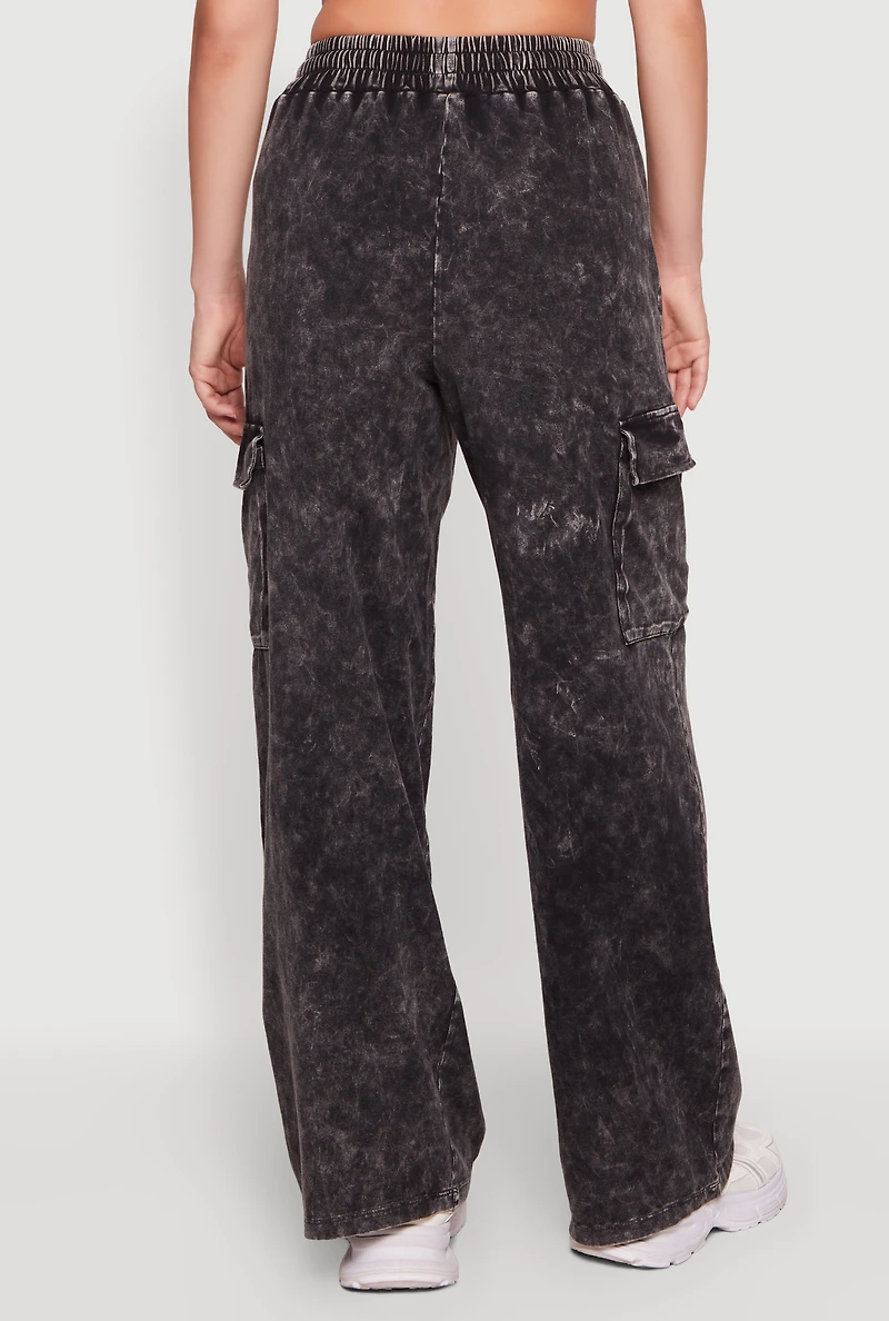 Acid Wash Cargo Pocket Pants