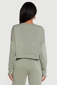 Solid Pullover Sweatshirt with Thumbholes