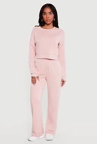 Solid Pullover Sweatshirt with Thumbholes