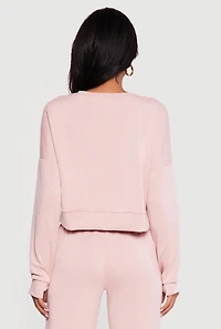 Solid Pullover Sweatshirt with Thumbholes