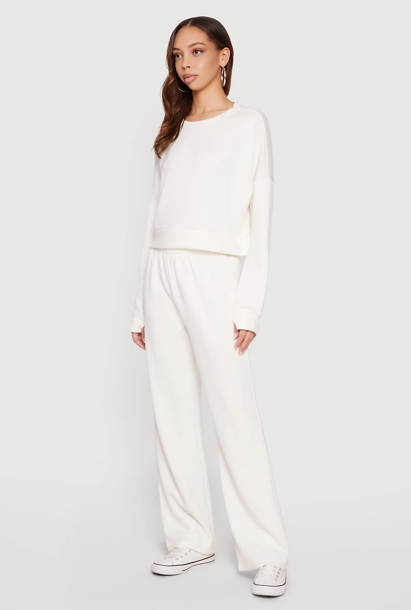 Solid Elastic Waist Pull On Sweatpants