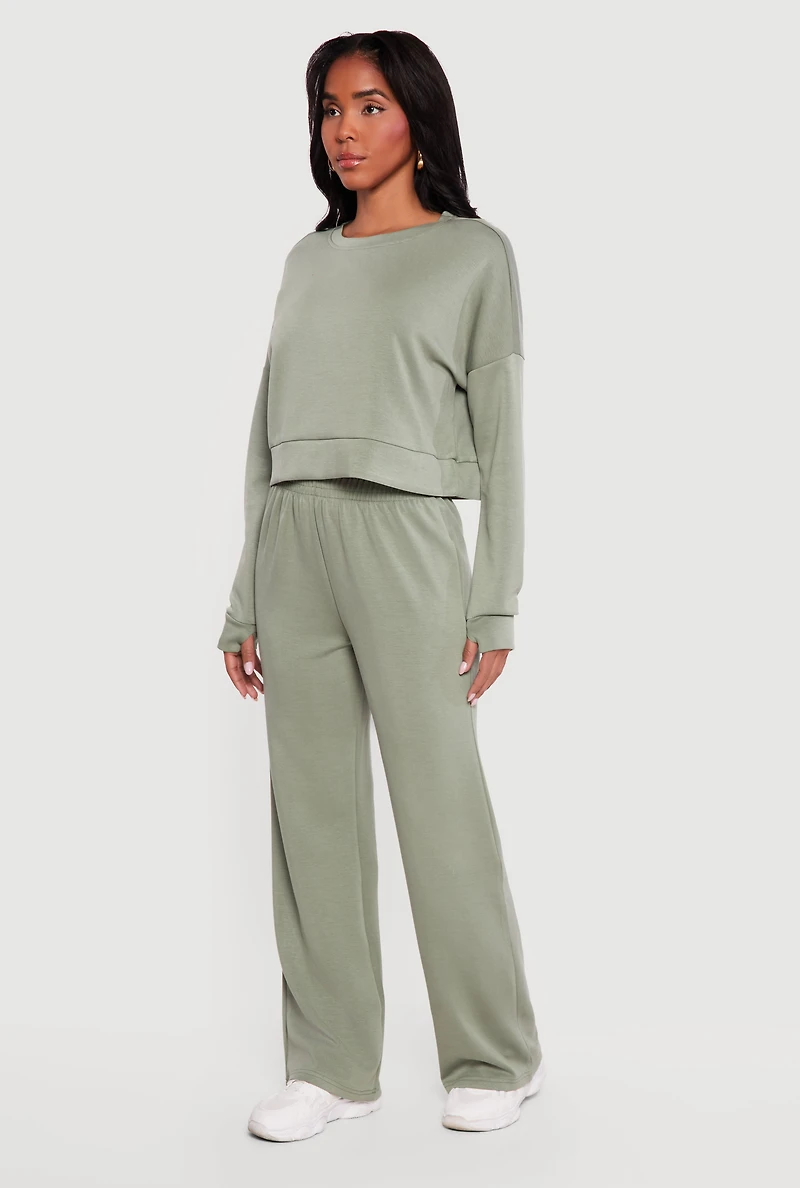 Solid Elastic Waist Pull On Sweatpants