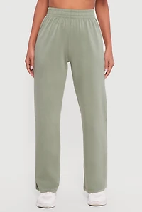 Solid Elastic Waist Pull On Sweatpants