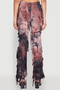 Womens Tie Dye Distressed Flare Pants, Multi,