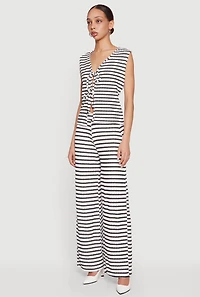 Striped Textured Knit Pull On Pants