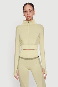 Striped Detail Seamless Cropped Active Jacket