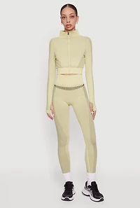 Striped Detail Seamless Cropped Active Jacket