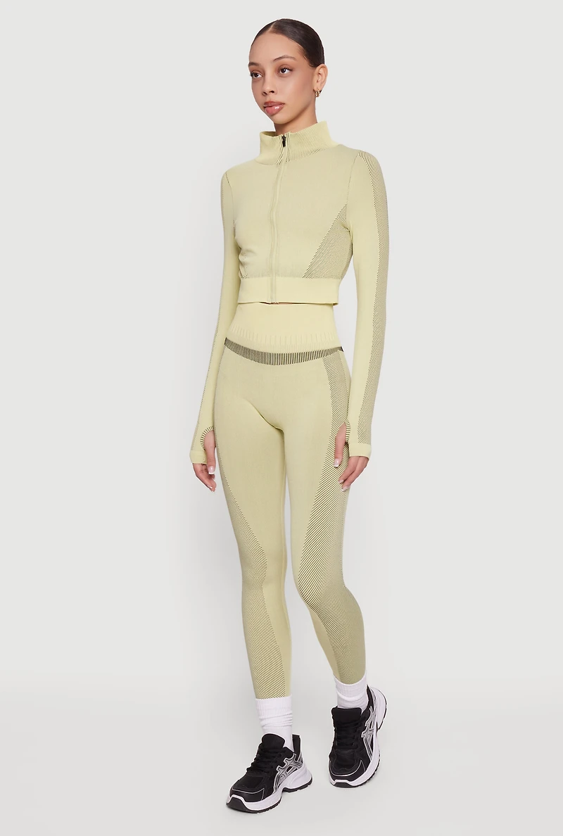 Striped Detail Seamless Cropped Active Jacket