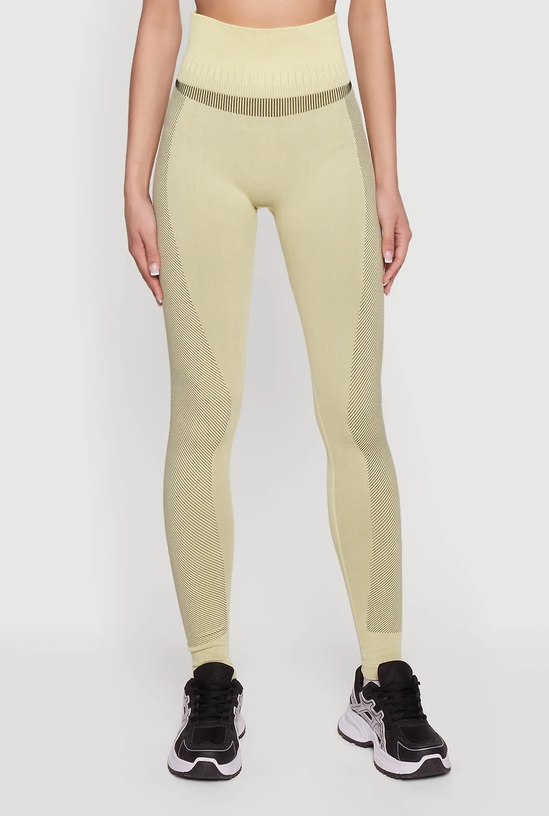 Striped Detail Seamless High Waisted Leggings