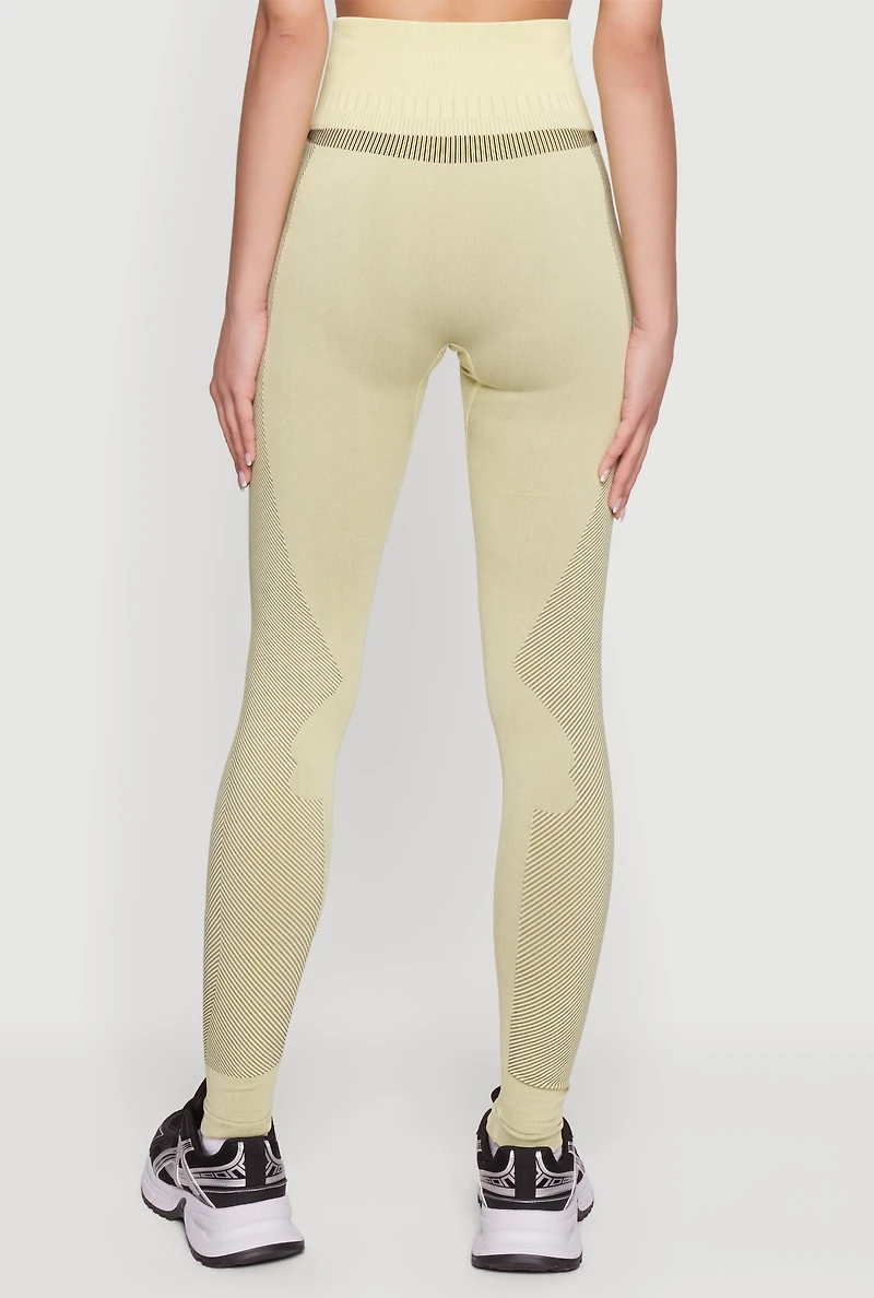 Striped Detail Seamless High Waisted Leggings