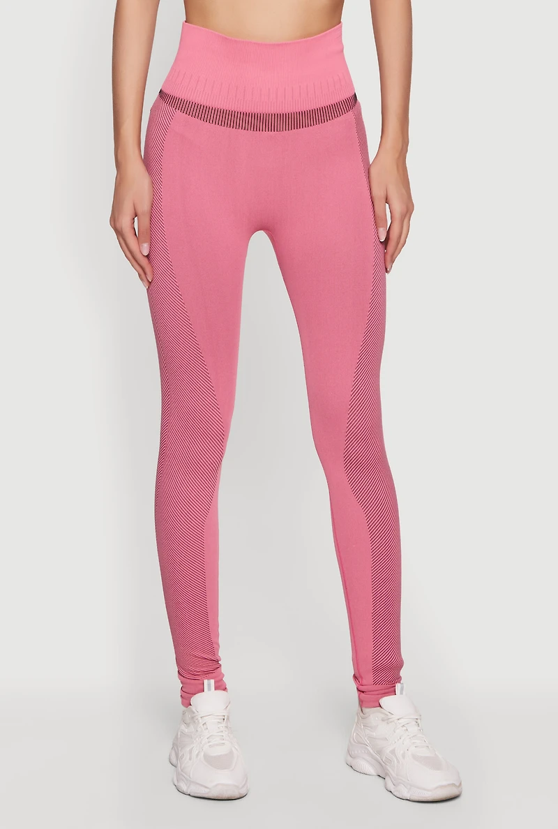 Striped Detail Seamless High Waisted Leggings