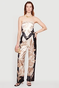 Satin Floral Handkerchief Hem Tube Top