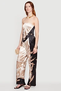 Satin Floral Handkerchief Hem Tube Top