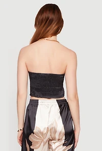 Satin Floral Handkerchief Hem Tube Top