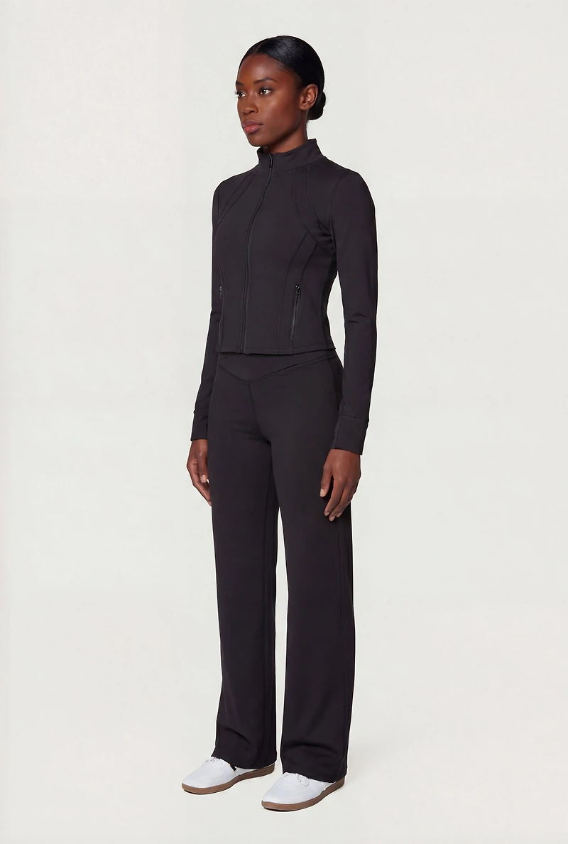 Criss Cross Waist Straight Leg Leggings