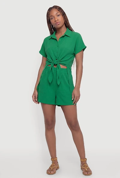 Crepe Knit High Waisted Shorts
