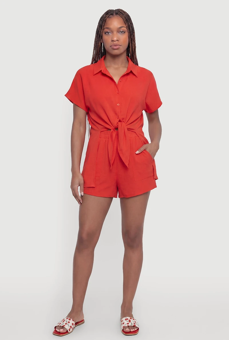 Crepe Knit High Waisted Shorts