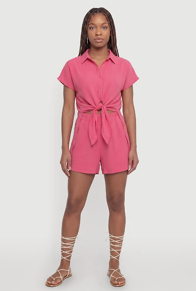 Crepe Knit High Waisted Shorts