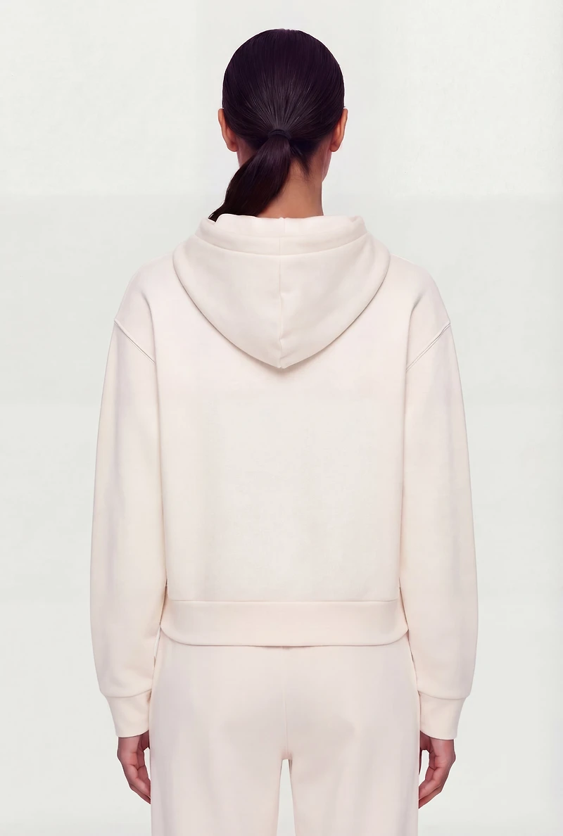 Floral Applique Pullover Drawstring Hoodie