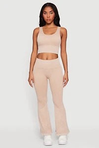 Acid Wash Seamless Pull On Flare Pants