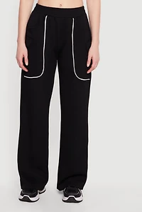 Modal Contrast Trim Piping Cargo Pocket Sweatpants