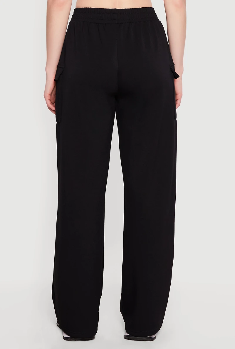 Modal Contrast Trim Piping Cargo Pocket Sweatpants