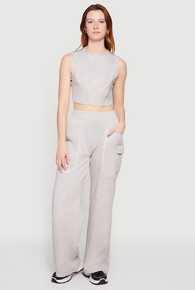 Modal Contrast Trim Piping Cargo Pocket Sweatpants