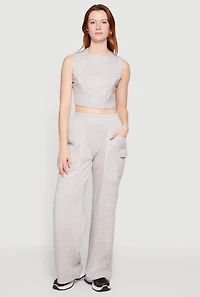 Modal Contrast Trim Piping Cargo Pocket Sweatpants