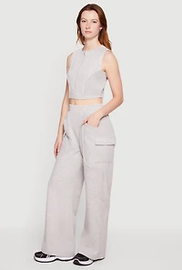 Modal Contrast Trim Piping Cargo Pocket Sweatpants