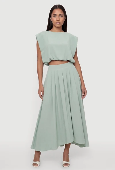 High Waisted Airy Pleated Skirt